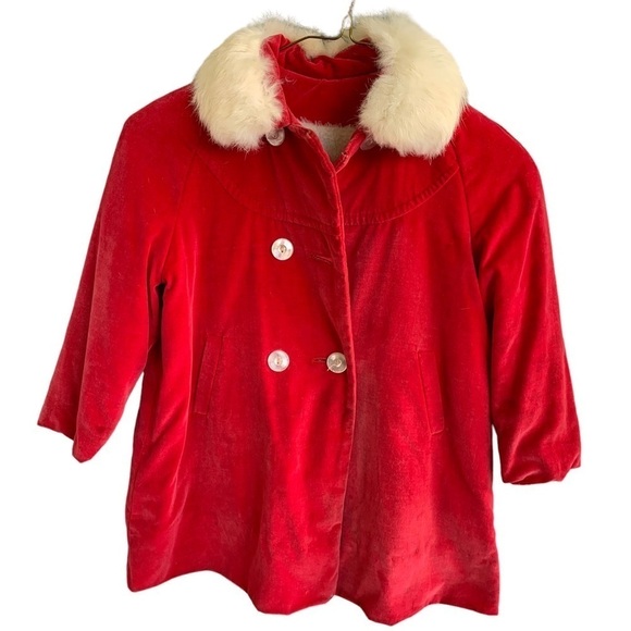 Vintage Girls Winter Coat with Hand Warmer Muff Sears Youth Jacket Size 5 - Picture 5 of 9